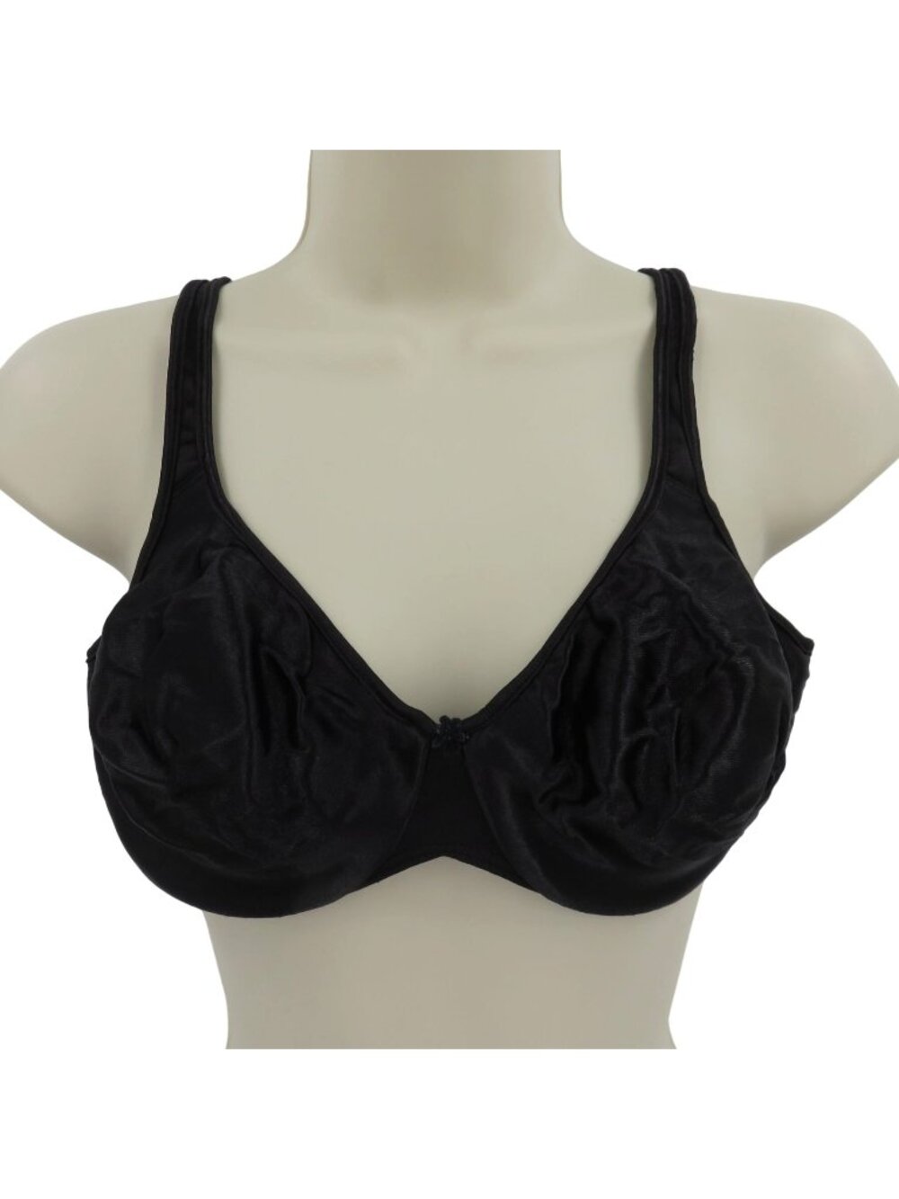 Hanes 38D Bra G492 Second Skin Shimmer Solid Black Underwire Unlined Smooth Cup